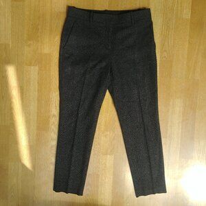 Theory soft wool cashmere lightweight cropped tweed ankle pants black grey 6